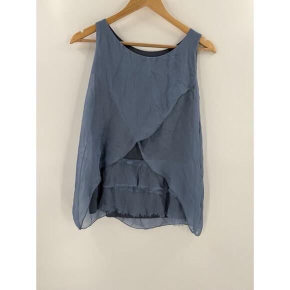 Pura Seta Blue Silk Flowy Sleeveless Tank Tunic Measures Small See Description - Picture 3 of 8